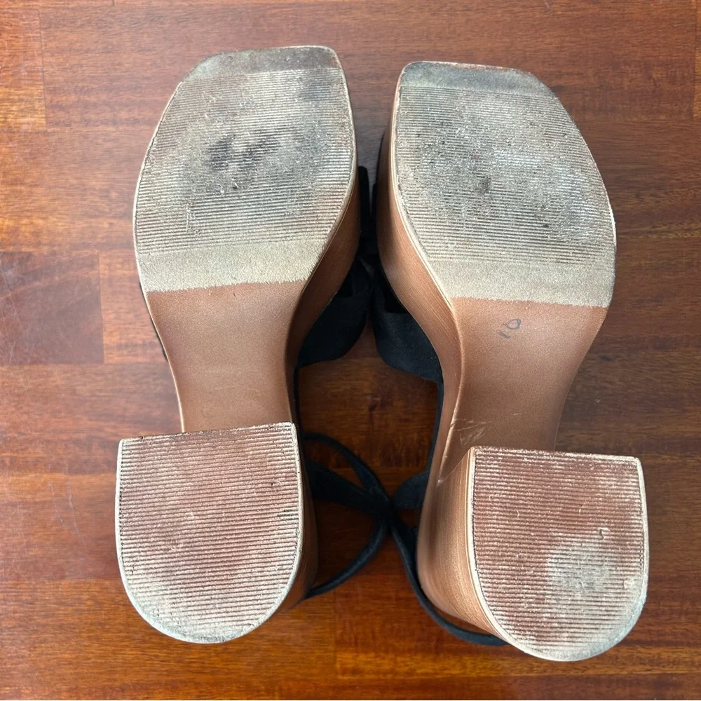 Cool Planet by Steve Madden Jilly Black retro platform ankle strap sandals‎